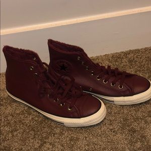 Burgundy, with fur inside, Converse